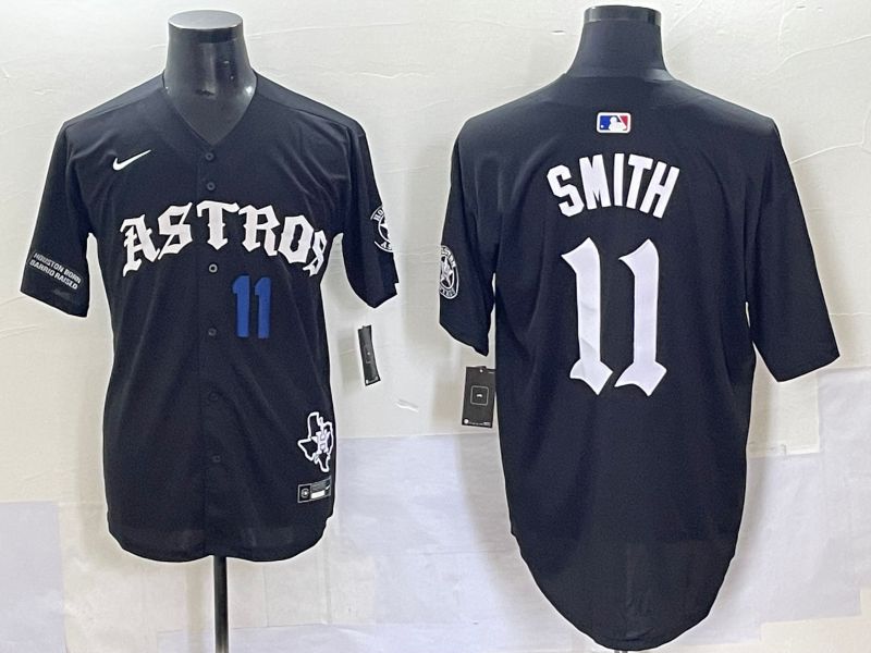 Men 2025 Houston Astros #11 Smith Black Seven generations Joint Name Nike MLB Jersey style 7043->ncaa teams->NCAA Jersey
